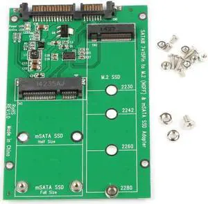 2 in 1 Combo Mini PCI- E 2 Lane M.2 NGFF & mSATA SSD to SATA 3.0 III Adapter Converter PCBA