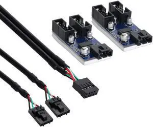 30cm HUB Connector Adapter Card  USB 2.0 Header 1 to 2 / 4 Extension CableMultilier Port 9pin Male to Female Black