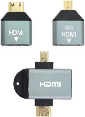 3pcs/set Micro & Mini HDMI to HDTV 1.4 Female 2-in-1 Combo Adapter 4K@60hz