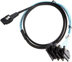 Mini SAS to SAS Cable Internal 36 Pin Mini SAS SFF-8087 Host to 4 SFF-8482 Target SAS Hard Disk and SATA Power Cable 50cm