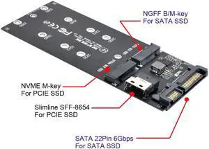 SFF-8654 to U2 Kit NGFF M-Key to Slimline SAS NVME PCIe SSD SATA Adapter