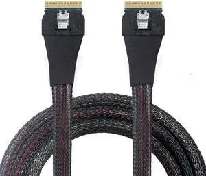 SAS 4.0 SFF-8654 8i 74pin Host PCI-E Slim Line Cable 50cm to SFF-8654 Slim SAS Target SAS 4.0 SFF-8654 8i 74pin Host PCI-E Slim Line Cable 50cm to SFF-8654 Slim SAS Target