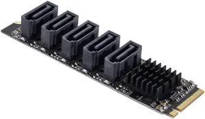 NGFF NVME M-Key 6Gbps 5 Ports Adapter PCI Express to SATA 3.0 Converter Hard Drive Extension Card JMB585 2280