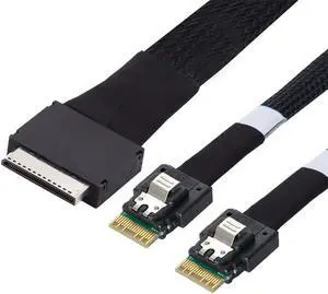 To Dual SFF-8654 Slimline 4x SSD Data Active Cable 50cm OCuLink PCIe PCI-Express SFF-8611 8x 8-Lane To Dual SFF-8654 Slimline 4x SSD Data Active Cable 50cm OCuLink PCIe PCI-Express SFF-8611 8x 8-Lane