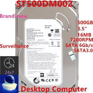 HDD For WD 500GB 3.5" SATA 6 Gb/s 16MB 7200RPM For Internal Hard Disk For Desktop Computer  HDD For ST500DM002
