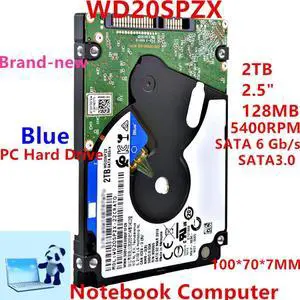 HDD For WD Blue 2TB 2.5" SATA 6 Gb/s 128MB 5400RPM For Internal Hard Disk For Notebook Hard Drive For WD20SPZX