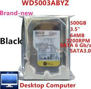 HDD For WD Brand Black 500GB 3.5" SATA 6 Gb/s 64MB 7200RPM For Internal HDD For Desktop Computer HDD For WD5003ABYZ