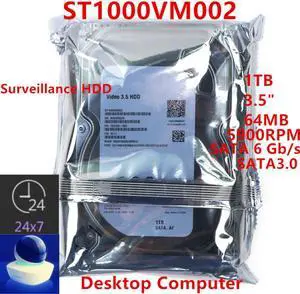 HDD For Seagate 1TB 3.5" SATA 6 Gb/s 64MB 5900RPM For Internal Hard Drive For Surveillance HDD For ST1000VM002