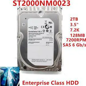 HDD For Seagate 2TB 3.5" 7.2K SAS 6 Gb/s 128MB 7200RPM For Internal Hard Disk For Enterprise HDD For ST2000NM0023
