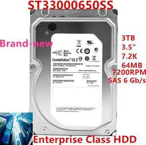 HDD For Seagate 3TB 3.5" 7.2K SAS 6 Gb/s 64MB 7200RPM For Internal HDD For Enterprise Class HDD For ST33000650SS