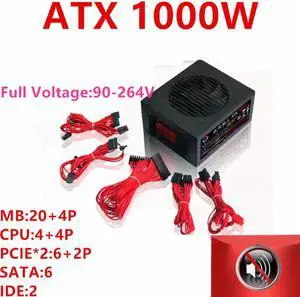 PSU For Water Cooled Seiko Full Module Game Mute Power Supply Rated 1000W Peak 1450W Power Supply ATX 1000W