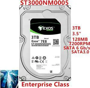HDD For Seagate Brand 3TB 3.5" SATA 6 Gb/s 128MB 7200RPM For Internal HDD For Enterprise Class HDD For ST3000NM0005