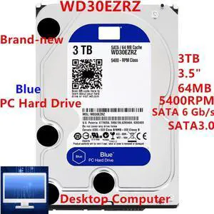 HDD For WD Brand Blue 3TB 3.5" SATA 6 Gb/s 64MB 5400RPM For Internal Hard Disk For Desktop Hard Drive For WD30EZRZ