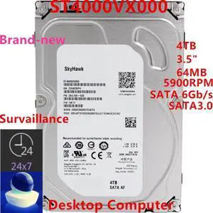 HDD For Seagate 4TB 3.5" SATA 6 Gb/s 64MB 5900RPM For Internal HDD For Surveillance HDD For ST4000VX000 ST4000VM000