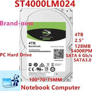 HDD For Seagate BarraCuda 4TB 2.5" SATA 128MB 5400RPM For Internal Hard Disk For Notebook HDD For ST4000LM024