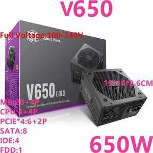 PSU For Cooler Master ATX 80plus Gold Full Module Game Mute Power Supply 650W Switching Power Supply V650