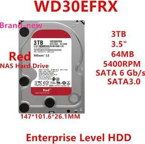HDD For WD Brand Red 3TB 3.5" SATA 6 Gb/s 64MB 5400RPM For Internal Hard Disk For NAS Hard Drive For WD30EFRX