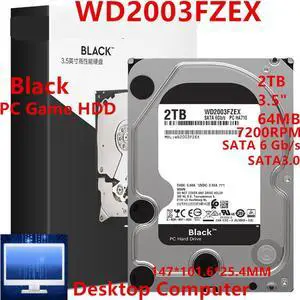 HDD For WD Black 2TB 3.5" SATA 6 Gb/s 64MB 7.2K For Internal Hard Disk For Desktop Game Hard Drive For WD2003FZEX