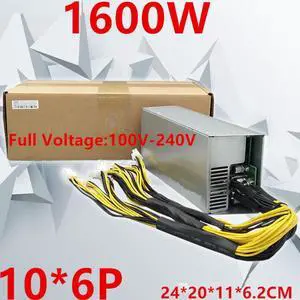 Miner PSU For Bitmain Dragon Storm 10*6Pin Single Channel Power Supply APW3++ S9 L3+D3 Mining Power Supply 1600W