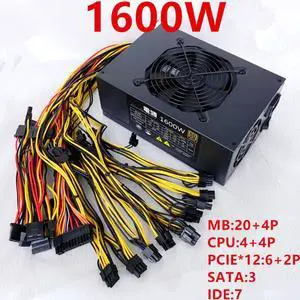 Miner PSU For Baijin Multi Channel Video Card Power Supply 6-Card Mute Mining Power Supply 1600W