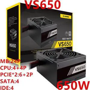 PSU For Corsair Brand Active PFC 80plus Support Dorsal Line Silent Non-modular Power Supply 650W Power Supply VS650