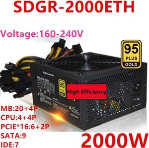 PSU For Thunderobot 1060 480 9380 9370 Support 8-Card Power Supply Rated 1800W Peak 2000W Power Supply SDGR-2000ETH