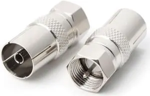 2Pcs F Type Male Plug Connector Socket to RF Coax TV Aerial Female RF Adapters 2Pcs F Type Male Plug Connector Socket to RF Coax TV Aerial Female RF Adapters