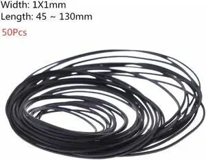 50Pack Mix Cassette Tape Machine Belt Assorted Common Belt for Recorder Walkman Repeater DVD Drive Rubber Belt 45-130mm
