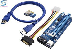 free ship ,bitcoin miner PCE164P-NO3 0.6M PCIe PCI-E 1X to 16X Riser Card Extender + 15Pin SATA to 4Pin IDE cable for mining