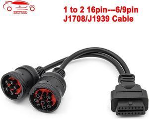 6Pin 9Pin Cable OBD2 Truck Diagnostic Tool 16Pin J1708 J1939 Connector OBD to OBD2 for Cummins for Deutsch for Cat Truck