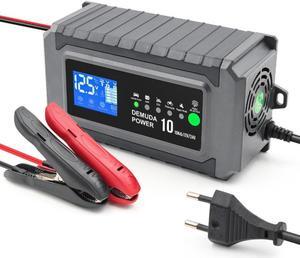 12V/24V 10A Car Automatic Charger Wet Dry Lead-Acid Lithium LCD Display Smart For Truck Motorcycle Charging Test