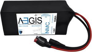 Aegis Battery 14V 10Ah NMC Lithium Battery + Charger is a state of the art rechargeable battery pack made with 18650 Li-Ion cylindrical cells. Great for ebikes, scooters, robots, solar & and more!