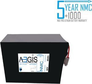 Aegis Battery 60V 60Ah NMC Lithium Battery + Charger is a state of the art rechargeable battery pack made w/18650 Li-Ion cylindrical cells. For ebikes, scooters, robots, solar & high energy products.