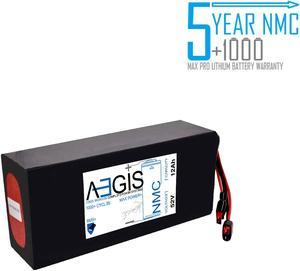 Aegis Battery 52V 12Ah NMC Lithium Battery + Charger. State of the art rechargeable battery pack made w/18650 Li-Ion cylindrical cells great for ebikes, scooters, robots, solar & high energy products.