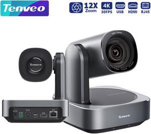 Tenveo VLoop PTZ Conference Camera 4K UHD 12X Optical Zoom USB3.0 HDMI Conference Camera LAN POE Support with 4K Ultra-HD Wide Angle Works with Teams Zoom for Remote Meetings Education Medical Church