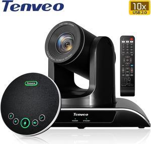 Tenveo Video Conference System 10X Optical Zoom Conference Room Camera with Bluetooth Microphone Speaker for Business Meeting Education Works with Skype Teams Zoom OBS