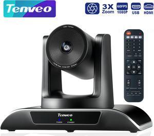 Tenveo Conference Room Camera 3X Optical Zoom 1080p 60fps USB3.0 HDMI PTZ Video Conference Camera 114° Wide Angle Easy to Use with Zoom OBS Teams Vmix for Church Education Live Streaming