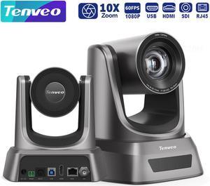 Tenveo NV10A Video Conference PTZ Camera 10X Zoom USB/HDMI/SDI/LAN IP live Streaming 1080P 60fps With POE for Business Meeting Church Live Broadcast Streaming Education