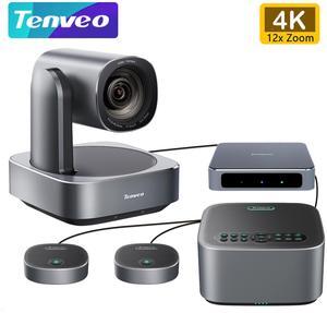 Tenveo VA612Group-EX All-in-One 4K Conference Camera 12X Optical Zoom Wide View Angle Lens with M6B Bluetooth Speakerphone System with 2 Expansion mics Work with Zoom Skype Teams Red Dot Design Winner