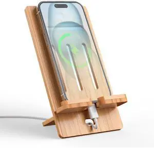 BambuMate Adjustable Bamboo Phone & Tablet Stand - Portable Holder for 4-13 Inch Devices, Compatible with iPad, iPhona- Perfect for Desk, Home, Office & Travel