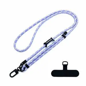 BambuMate Adjustable Phone Strap Mount  Multi-Function Phone Case Lanyard, Detachable Neck/Crossbody Strap for Outdoor Travel (Compatible with Most Smartphones) Purple&White