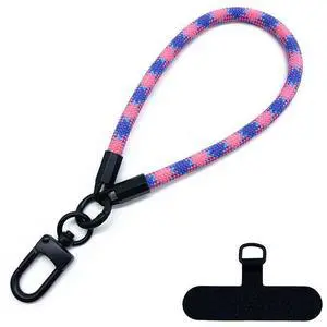BambuMate Short Phone Strap Mount Multi-Function Phone Case Lanyard- Anti-Loss Wrist & Hand Strap, Detachable Lanyard for Outdoor/Travel (Fits Most Smartphones) Pink and Blue