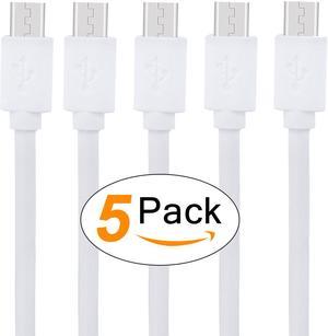 Short Micro USB Cable (5-Pack, 1FT) Android Charger, Micro USB Charger Cable Android Phone Charger Cord for Samsung, HTC, Motorola, Nokia, Kindle, MP3, Tablet and More