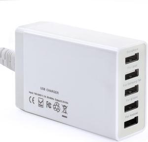 USB Wall Charger, 40W 5 Port USB Charging Station, PowerPort 5 Multi USB Charger for iPhone Xs/Max/XR/X/8/7/Plus, iPad Pro/Air 2/Mini/iPod, Galaxy S9/S8/S7/Edge/Plus, Note, LG, HTC, and More