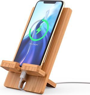 Beebo Beabo Desktop Bamboo Mobile Phone Stand Charging Tablet Stand Base Practical Wooden Lazy Person Stand Cradle for iPhone iPad Samsung and All Smartphones,Gifts for Father