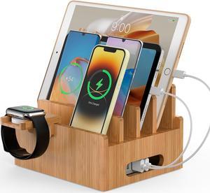 Beebo Beabo Bamboo,Charging StationV3 Desktop Docking Charging Stand Such As Cell Phone,For Family,Wood Docking Stand Electronic Organizer for Multiple Devices, Phones, Tablets, Laptop and More