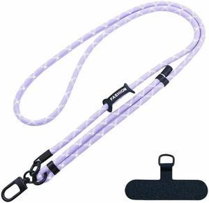 Beebo Beabo Adjustable Phone Lanyard Diameter Outdoor Universal Case Crossbody Shoulder Card Neck Cord Clip Hang(150CM 5Colors) Purple and White