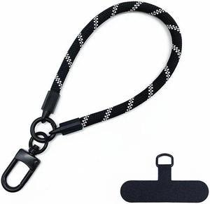 Beebo Beabo Adjustable Phone Lanyard Diameter Outdoor Universal Case Crossbody Shoulder Card Neck Cord Clip Hang Anti-lost Wrist Strap(30CM 5 Colors) Black + White