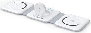 Ucomx nano 3-in-1 wireless charger, magnetic foldable 3-in-1 charging station, fast wireless charging pad, compatible with iPhone 14 / Pro / max / plus / 13 / 12 series, airpods 3 / 2 / Pro, Iwatch