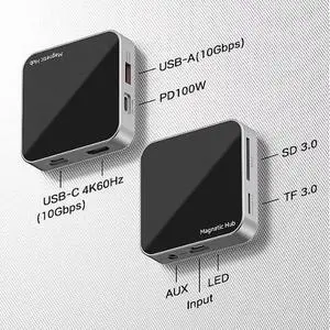 Magnetic USB-C Hub 8-in-1: 4K@60Hz HDMI, 10Gbps USB-A/C, 100W PD Charging, Plug & Play, SD/TF Card Reader, Audio Jack,Aluminum Adapter for MacBook/Windows-UH07-14(UH08-23) Magnetic USB-C Hub 8-in-1: 4K@60Hz HDMI, 10Gbps USB-A/C, 100W PD Charging, Plug & Play, SD/TF Card Reader, Audio Jack,Aluminum Adapter for MacBook/Windows-UH07-14(UH08-23)